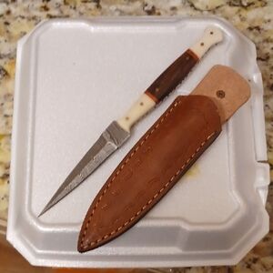 Dagger/Kinfe with Ivory Handle and Brown Sheath